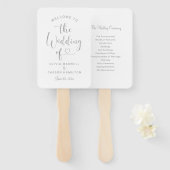 Silver Heart Script Weddenschap Welkomstceremonie Handwaaier (Voorkant en achterkant)