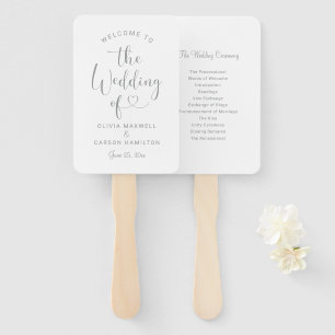 Silver Heart Script Weddenschap Welkomstceremonie Handwaaier