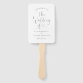 Silver Heart Script Weddenschap Welkomstceremonie Handwaaier (Voorkant)