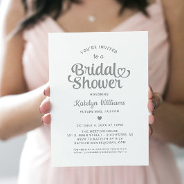 Silver Heart Script Wedding Vrijgezellenfeest Kaart