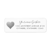 Silver Heart Simple Moderne Return-adres Etiket (Voorkant)