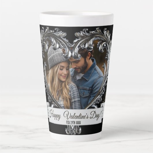 Silver Heart Valentijns/Jubileum Latte-Mok Latte Mok (Voorkant)