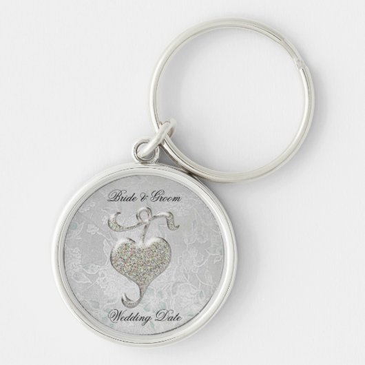 Silver Heart Wedding Favor Sleutelhanger (Voorkant)