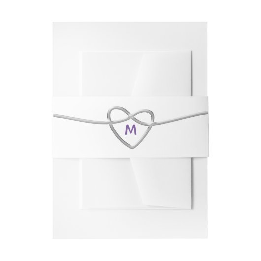 Silver Heart Wedding Invitation Belly Band Uitnodigingen Wikkel (Voorkant Voorbeeld)