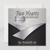 Silver Heart Wedding Invitation Kaart (Voorkant)