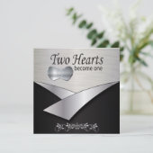 Silver Heart Wedding Invitation Kaart (Staand voorkant)