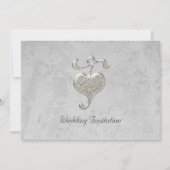Silver Heart Wedding Invitation Kaart (Voorkant)