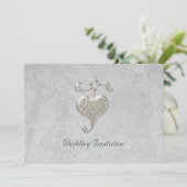 Silver Heart Wedding Invitation Kaart (Staand voorkant)