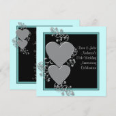 Silver Hearts Blauwgroen Silver 25th Jubileum Part Kaart (Voorkant / Achterkant)