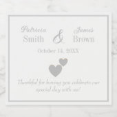  Silver Hearts bruiloft, Jubilea Sparkling Wijnetiket (Enkel label)