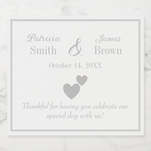  Silver Hearts bruiloft, Jubilea Sparkling Wijnetiket (Enkel label)