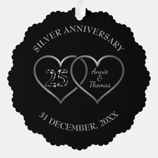 Silver Hearts Bruiloft Jubileum Ornament Kaart (Achterkant)