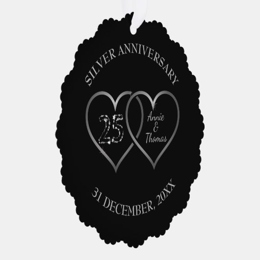 Silver Hearts Bruiloft Jubileum Ornament Kaart (Rechts)