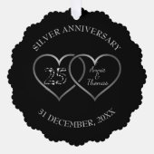 Silver Hearts Bruiloft Jubileum Ornament Kaart (Voorkant)
