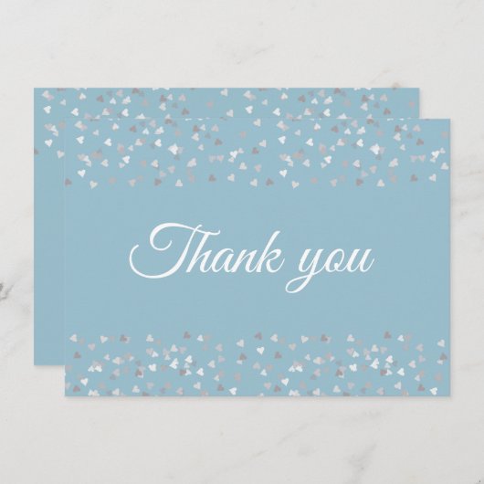Silver Hearts Confetti Script Bedankt (Voorkant / Achterkant)