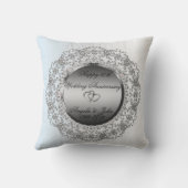 Silver Hearts Diamonds 50th Wedding Jubileum Kussen (Achterkant)