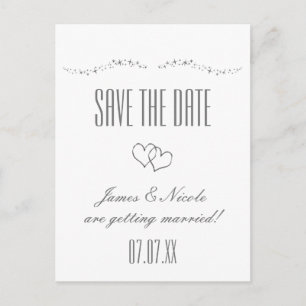 Silver Hearts en Sparkle Wedding Briefkaart van de