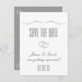 Silver Hearts en Sparkle Wedding Briefkaart van de (Voorkant / Achterkant)