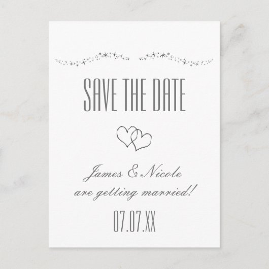 Silver Hearts en Sparkle Wedding Briefkaart van de (Voorkant)