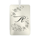 Silver Hearts Grey Initiaal Elegant Car Luchtverfrisser (Achterkant)