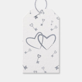 Silver Hearts & Keys Romantisch cadeau Label Cadeaulabel