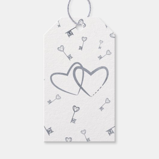 Silver Hearts & Keys Romantisch cadeau Label Cadeaulabel (Voorkant)