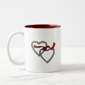 Silver Hearts Red Ribbon Mok (Links)