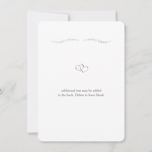 Silver Hearts & Sparkle Wedding RSVP Kaart (Achterkant)