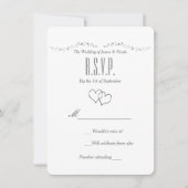 Silver Hearts & Sparkle Wedding RSVP Kaart (Voorkant)