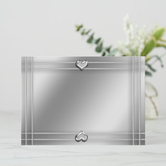 Silver Hearts-uitnodiging Kaart (Staand voorkant)