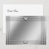 Silver Hearts-uitnodiging Kaart (Voorkant / Achterkant)