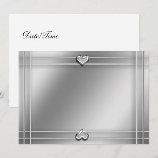 Silver Hearts-uitnodiging Kaart (Voorkant / Achterkant)