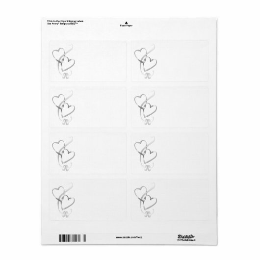 Silver Hearts Verzendlabels Etiket (Full Sheet)