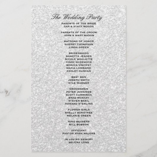 Silver Hearts Wedding Program (Achterkant)