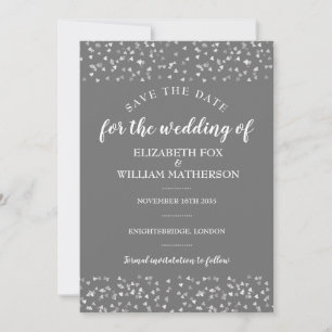 Silver Hearts Wedding Save the Date Kaart