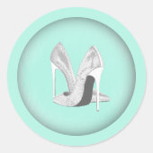 Silver Heels on Mint Ronde Sticker (Voorkant)