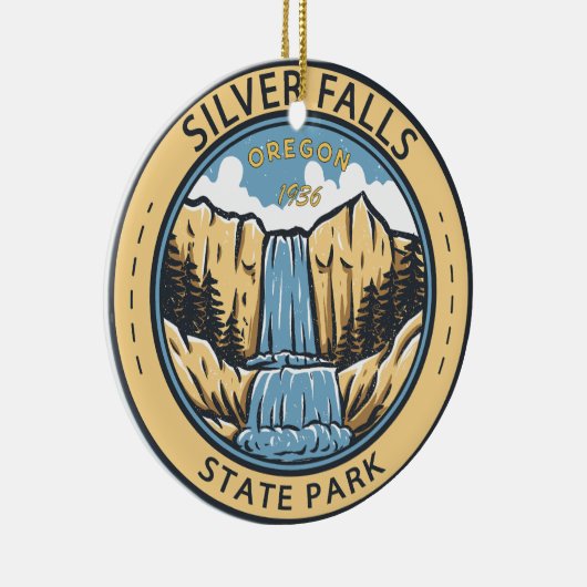 Silver Herfst State Park Oregon Badge Keramisch Ornament (Rechts)