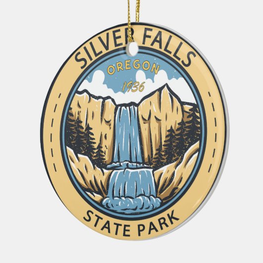 Silver Herfst State Park Oregon Badge  Keramisch Ornament (Links)