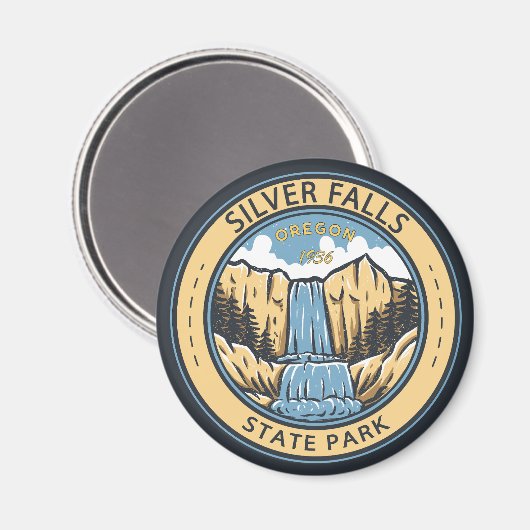 Silver Herfst State Park Oregon Badge  Magneet (Voorkant / Achterkant)