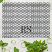 Silver Hexagon Patroon: Monogram Kitchen Decor Theedoek (Gevouwen)