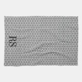 Silver Hexagon Patroon: Monogram Kitchen Decor Theedoek (Horizontaal)