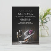 Silver High Heel Shoes Birthday Party Kaart (Staand voorkant)