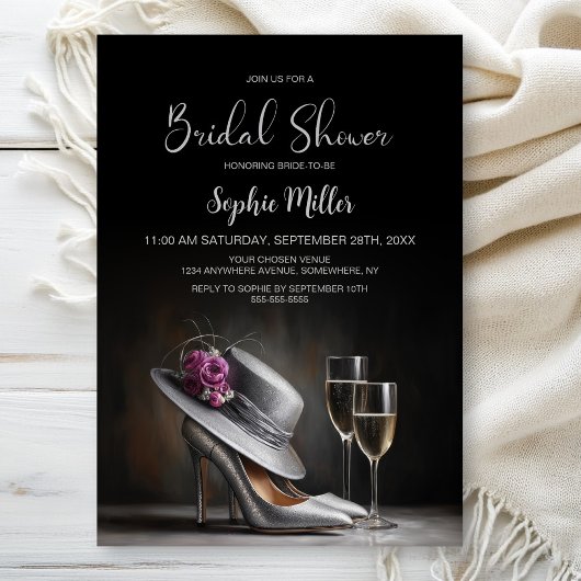 Silver High Heel Shoes Bridal Shower Kaart