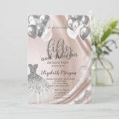 Silver High Heels Dress Balloons 50th Birthday Kaart (Staand voorkant)