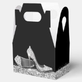 Silver High Heels Glitter Confetti Elegant Black Bedankdoosjes (Geopend)