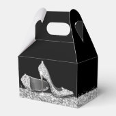 Silver High Heels Glitter Confetti Elegant Black Bedankdoosjes (Voorkant Zijde)