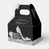 Silver High Heels Glitter Elegant Black Hartelijk  Bedankdoosjes (Voorkant Zijde)