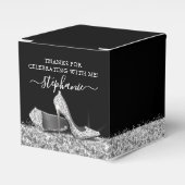 Silver High Heels Glitter Glam Birthday Party Bedankdoosjes (Voorkant Zijde)