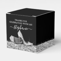 Silver High Heels Glitter Glam Birthday Party