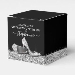 Silver High Heels Glitter Glam Birthday Party Bedankdoosjes